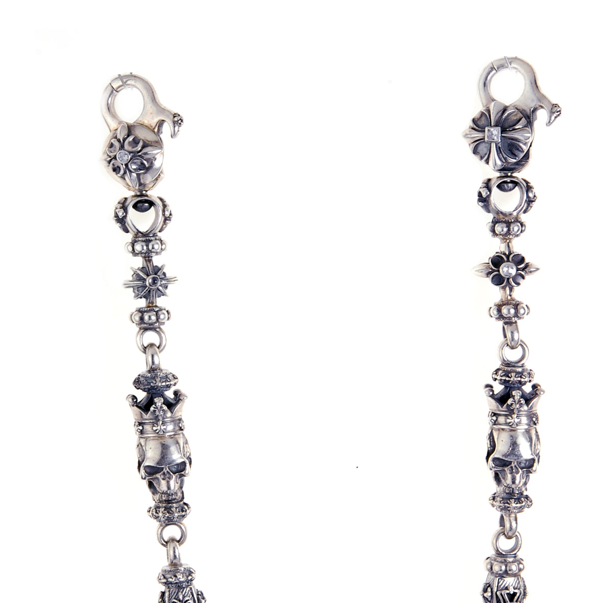 Silver Fetish Wallet Chain CROWNED SKULL