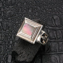Silver Ring ELFIN CARREE on Slim OPEN LILIES Band