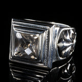 Silver Ring ELFIN CARREE on OPEN LILIES Band
