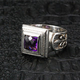 Silver Ring ELFIN CARREE on Slim OPEN LILIES Band