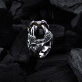 Silver Ring DRAGON CLAW Stoneholder on Crescent Star Band