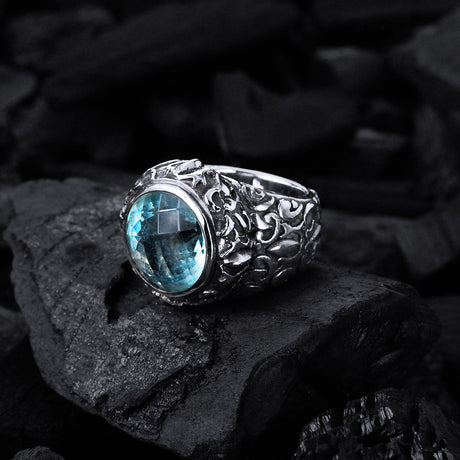 Silver Ring Round GARDEN AT NIGHT Stoneholder