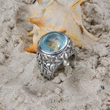 Silver Ring Round GARDEN AT NIGHT Stoneholder