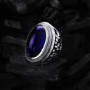 Silver Ring Elfin Oval GARDEN AT NIGHT Stone Cabochon