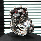 Silver Ring  CROWN Checkered Stone