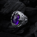 Silver Ring CROWN GARDEN at NIGHT and Stone