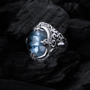 Silver Ring CROWN GARDEN at NIGHT and Stone