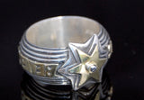 Silver Ring METEORITE STAR and 18 ct. Gold BELIEVE IN YOUR DREAMS