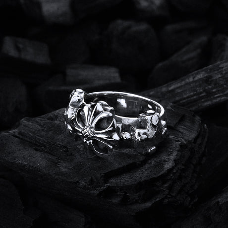 Silver Ring 3 Greek Crosses Faceted and MALTESER CROSS middle