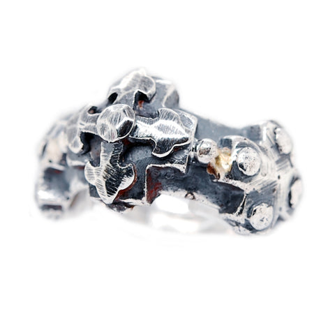Silver Ring 3 Greek Crosses Faceted with BLADES Cross
