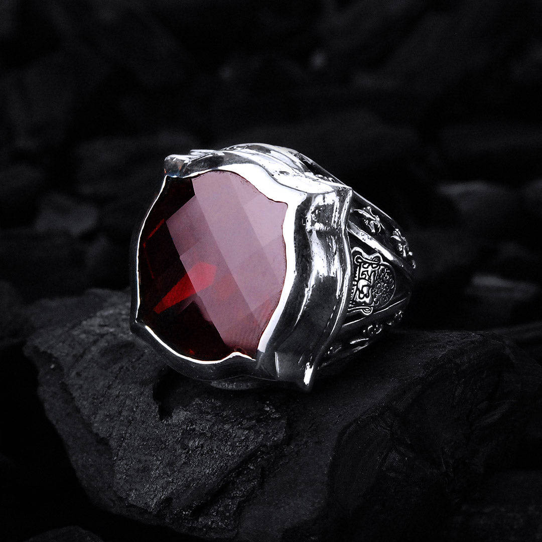 Silver Ring BAROQUE Circle with Corners