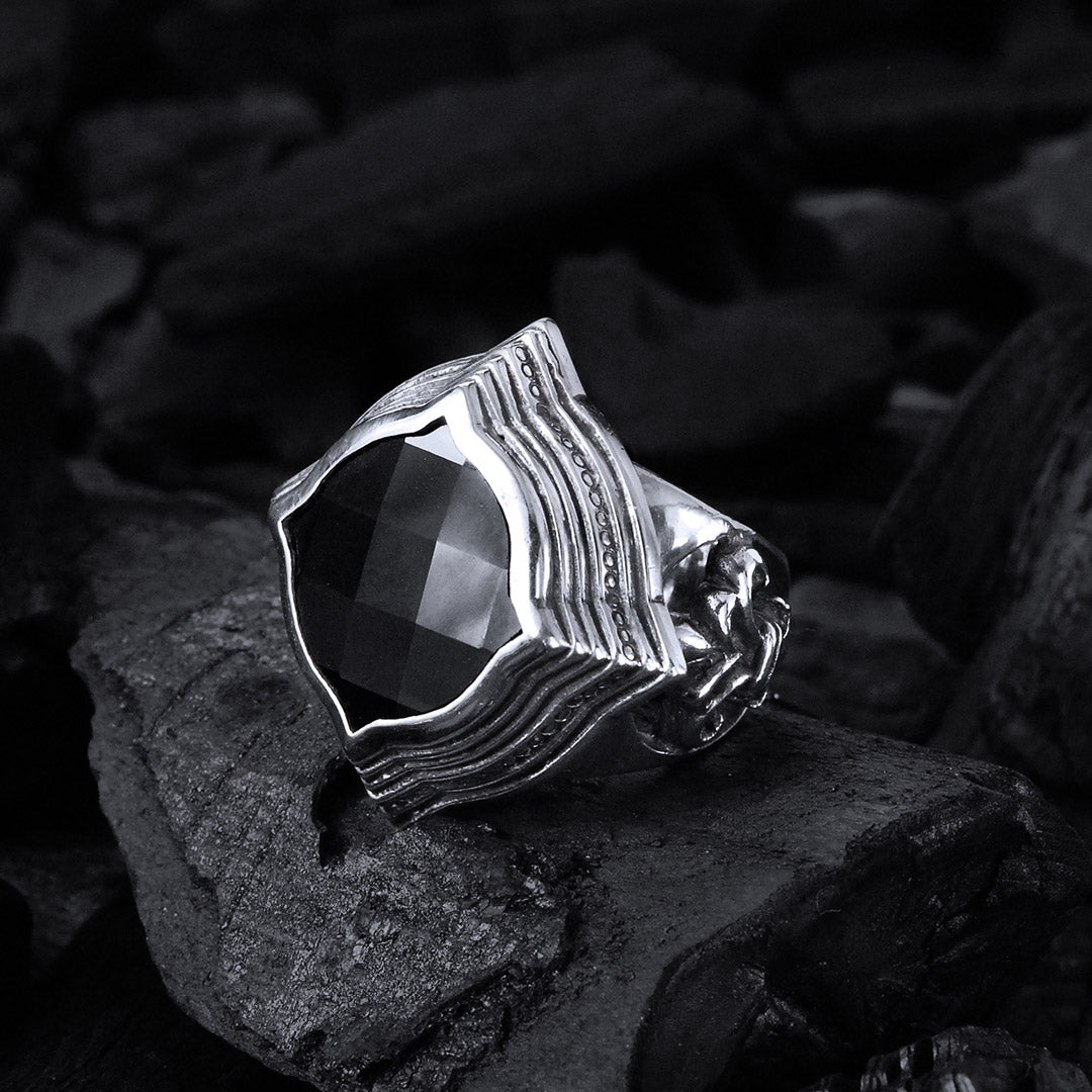 Silver Ring BAROQUE Elfin´Frame with Plain Lily Band