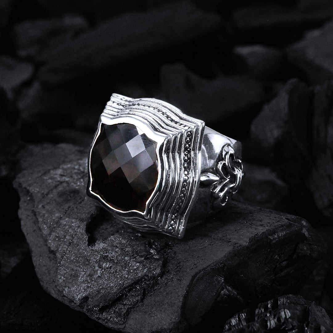 Silver Ring BAROQUE Elfin´Frame with Plain Lily Band