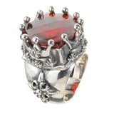 Silberring BAROCK und KRONE und karierter Stein