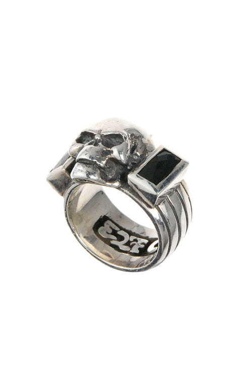 Silver Ring SKULL with Baguette Stones