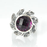 Silvcer Ring ham.10+ Elfin Spiral SUN+FLAMES+Stone