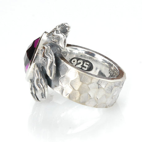 Silvcer Ring ham.10+ Elfin Spiral SUN+FLAMES+Stone