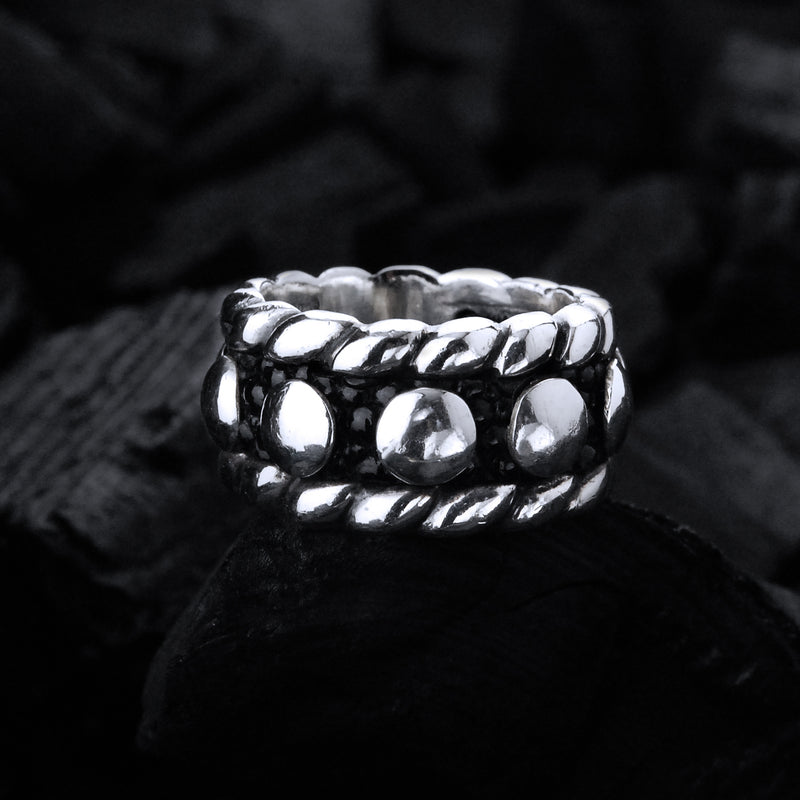 Silver Ring DOTS on Searay Leather