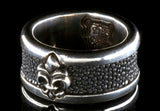 Silver Ring LILY on Searay Leather