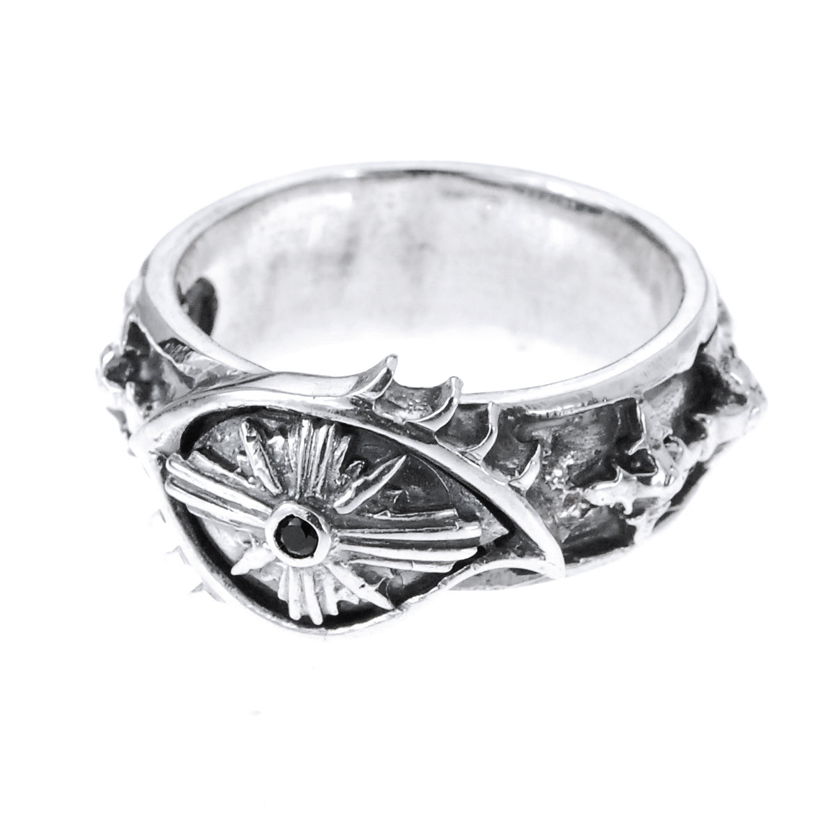 Silver Ring with Crosses Band and  The THIRD EYE View