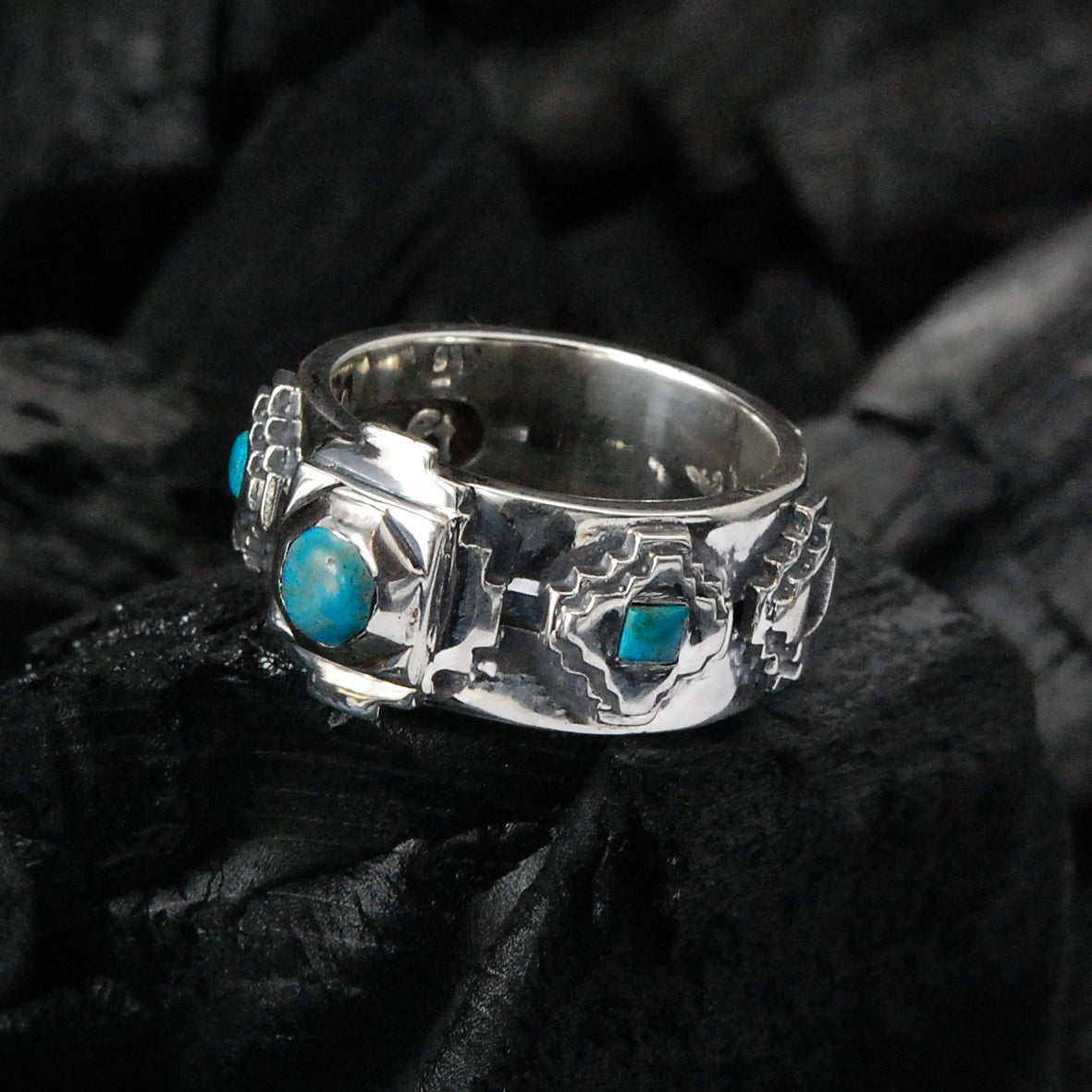 Silver Ring   The OCTAGON STEPS PYRAMIDE