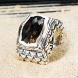 Silver Ring DRAGON SCALES Rectangular BAROQUE Holder