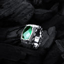 Silver Ring DRAGON SCALES Rectangular BAROQUE Holder