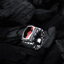Silver Ring DRAGON SCALES Rectangular BAROQUE Holder