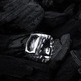 Silver Ring DRAGON SCALES Rectangular BAROQUE Holder