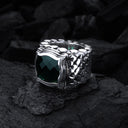 Silver Ring DRAGON SCALES Band with BAROQUE Holder