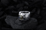 Silberring DRAGON SCALES Band mit BAROCK-Halterung
