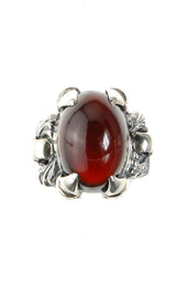 Silver Ring MAGIC PLANT Band with DRAGON CLAW and STONE