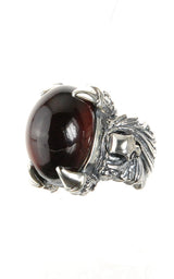 Silver Ring MAGIC PLANT Band with DRAGON CLAW and STONE