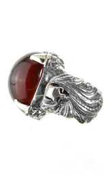 Silver Ring MAGIC PLANT Band with DRAGON CLAW and STONE