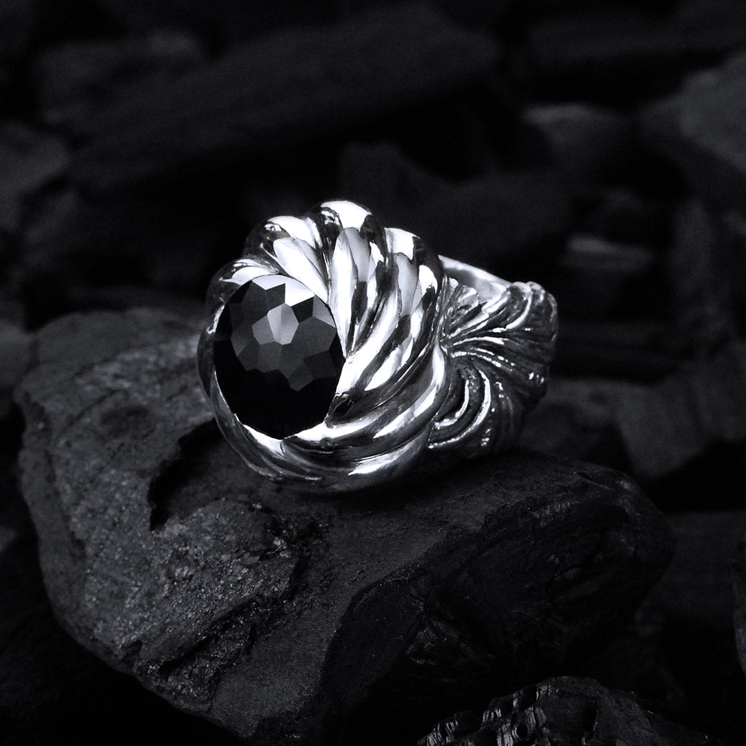 Silver Ring MAGIC PLANT Band and Aquamarine in SPIRAL Holder