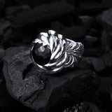 Silver Ring MAGIC PLANT Band and Aquamarine in SPIRAL Holder