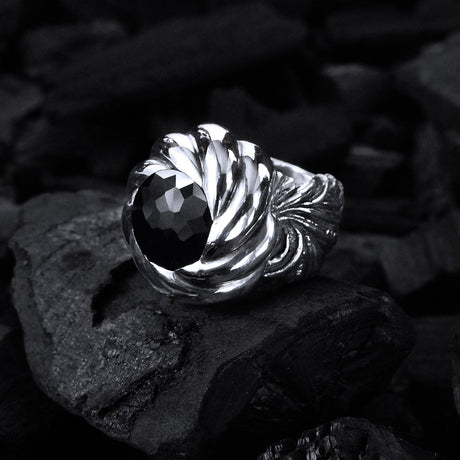 Silver Ring MAGIC PLANT Band and Aquamarine in SPIRAL Holder
