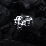 Silver Ring Band Crosses S with Greek Cross and BLADES CROSS
