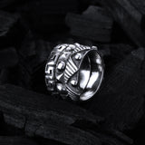 Silver Ring Spiral PYRAMIDES and DOMES and Meander