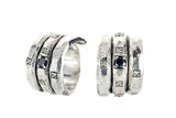 Silver Ring Spiral SUN and PLANETS +Black Diamond SUN
