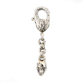 Silver Key Tag Hammered SKULL with Dragon Scales Karabiner L