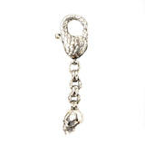 Silver Key Tag Hammered SKULL with Dragon Scales Karabiner L