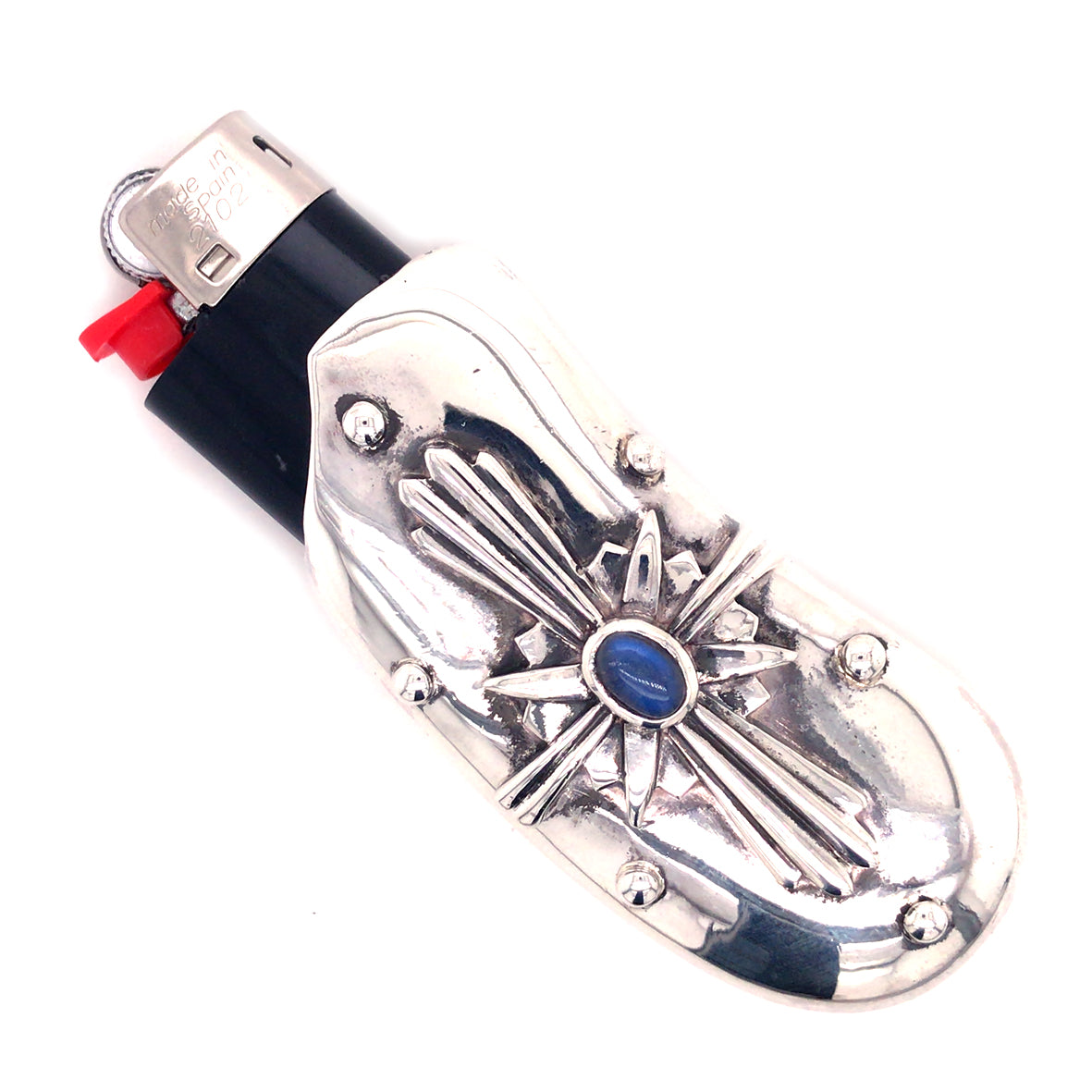 Silver Lighter Cover MORNING STAR with MOONSTONE