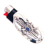Silver Lighter Cover MORNING STAR with MOONSTONE