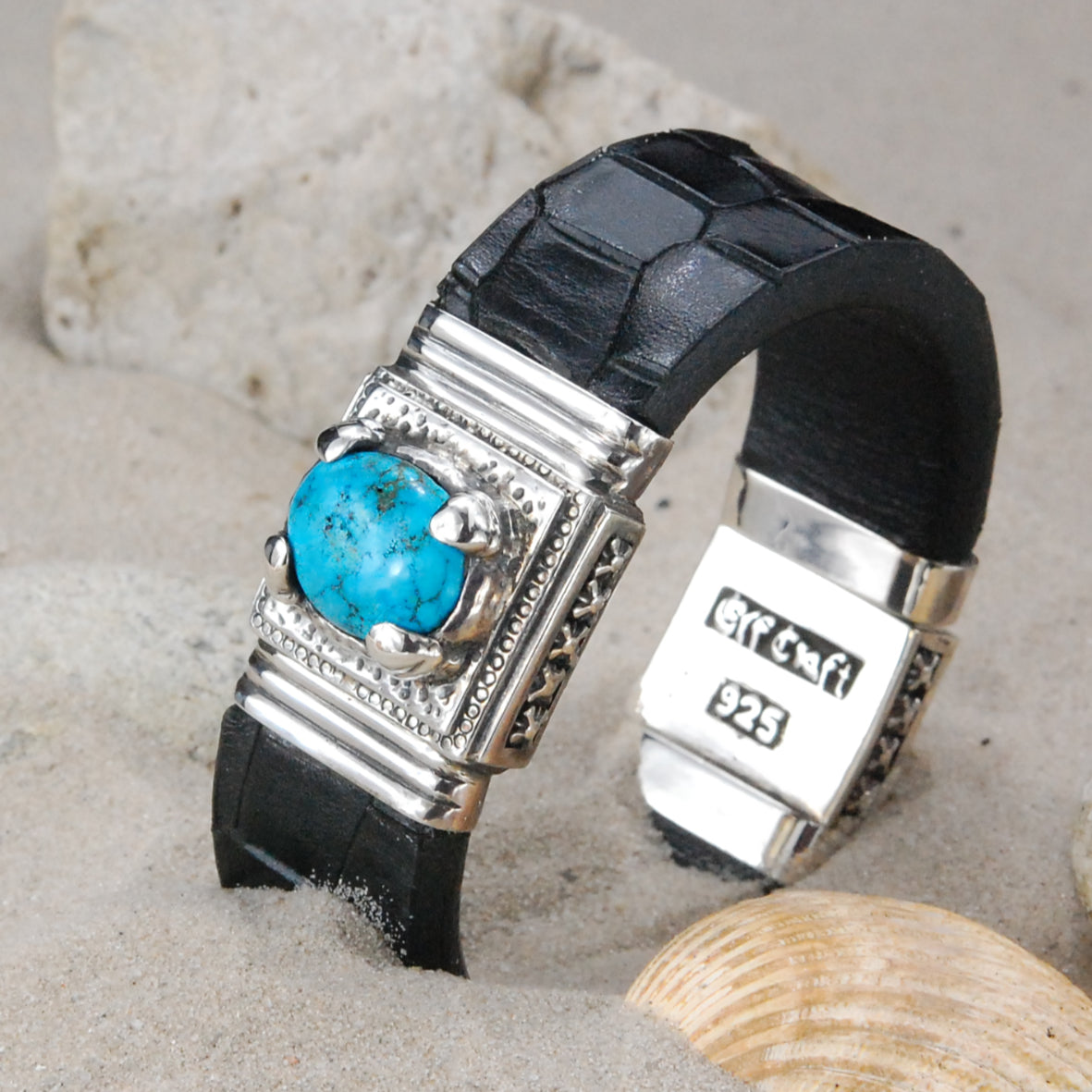 Silberarmband OVAL STONE mit DRAGON CLAW-Halter und Dragon Fire Lock 22
