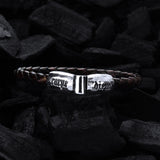 Silver Leather Bracelet CARPE DIEM Jointlock Faceted