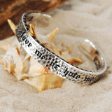 Silver Bangle Hammered LOVE ME OR HATE ME Letters