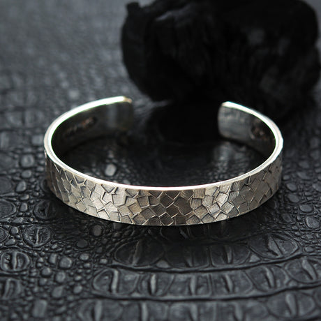 Silver Bangle PLAIN Square Hammered