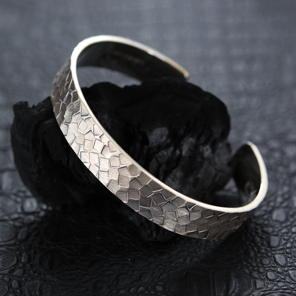 Silver Bangle PLAIN Square Hammered