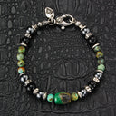 Silver and Beads Bracelet Rough with STONE ROCK